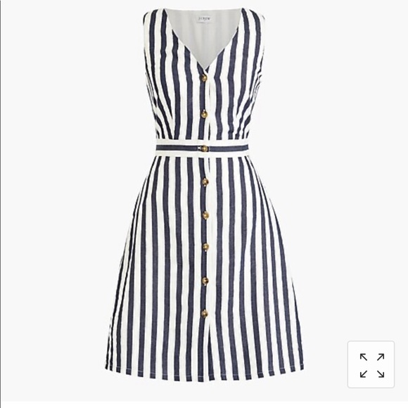 J. Crew Dresses & Skirts - J. Crew Linen Navy & White Stripe Dress Sz 20 NWT